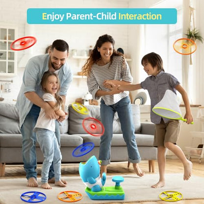 WATUDOU 12 PCS Flying Disc Launcher Outdoor Indoor Game Toys Gifts for 3 4 5 6 7 Year Old Boys Kids, Outdoor Outside Game Toys for Boys Girls Ages 3-5 4-8, Ideal 3 4 5 6 Year Old Birthday Gifts - style: 15 PCS