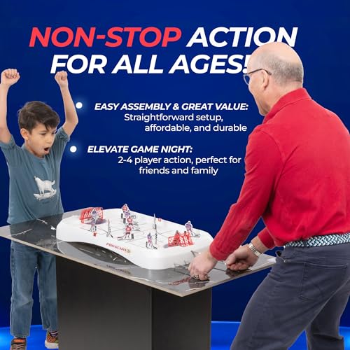 TOP SHELF Pro Stars: Ultimate Table Hockey Game - 28" x 14" Arcade Thrills for Adults & Family - Realistic Bubble Dome Rod - Official CTHA Tournament Quality - All-in-One Ice Hockey Fun