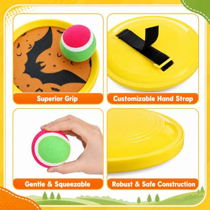 Arrowbash Toss and Catch Ball Game for Kids, 6 Paddles and 4 Sticky Balls, Toddler Baseball Glove & Catch Ball Toys Beach Outdoor Toys Birthday Gift Set for Ages 5 6 7 8-12(6 Pcs,Bat) - style: Bat