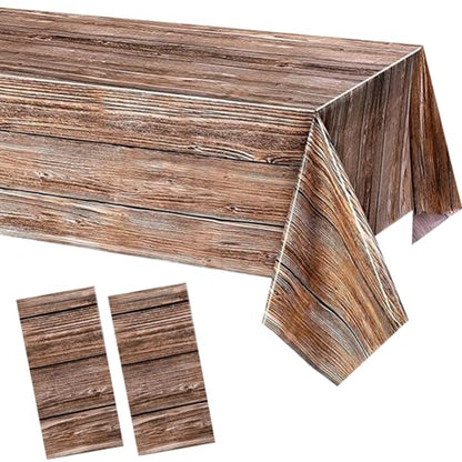 2 Pack Plastic Tablecloths Plastic Table Covers Disposable Table Cloths BBQ Picnic Birthday Wedding Party Waterproof Tablecloth Wood Grain TableCovers 54 x 108 in - color: Tree Pattern