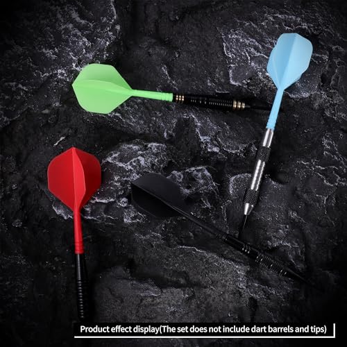 CyeeLife Integrated Dart Shaft and Flights Standard Shape,Black/Red/Blue/Green,4 Set (12pcs)