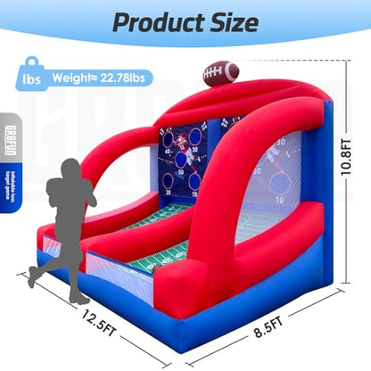 Inflatable Carnival Game Football Toss Game with 4 Inflatable Footalls, Throwing Target Game, Football Target Practice for Outdoor Event, Carnival