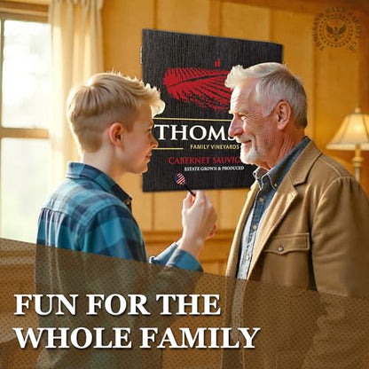 Personalized Dart Board Cabinet Set with 6 Steel Tip Darts, Paper Dartboard, Chalk & Eraser (21.5 x 21.5 x 2.75) - Man Cave Dart Boards for Adults - style: Family Estate Vineyards