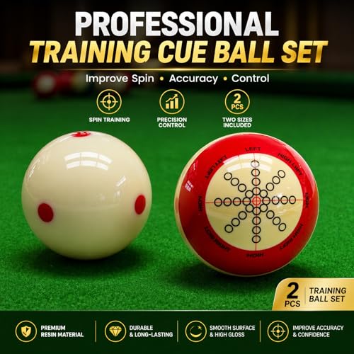 Billiard Training Cue Ball, 2.25" Standard Size Pool Practice Cue Ball, Wear-Resistant Training Ball for Home Game Rooms - color: White/Red