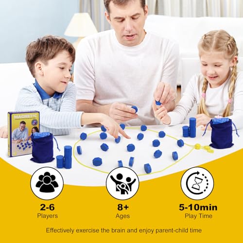 Upgraded Magnetic Chess Game with 40 Magnetic Stones & 2 Adjustable Ropes – Portable Strategy Game for Family Night, Travel, Party Toy STEM/Logic/Strategy Games for Kids & Adults, (Blue) - color: Blue