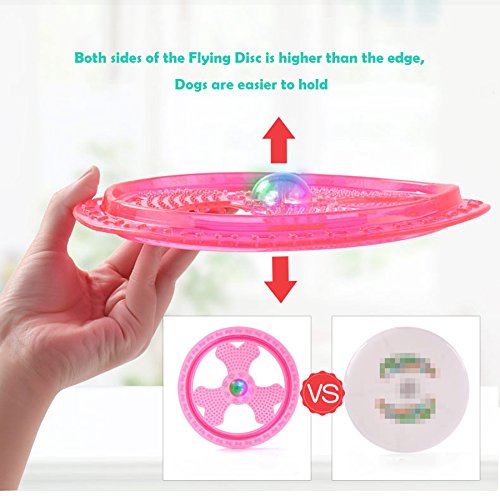 Flying Disc Dog Sport Toy with Flashing LED Lights, Light Up Pet Disk for Ultimate Night Time Play, Blue - color: Blue