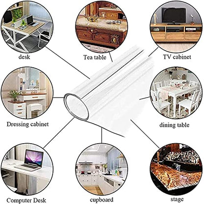 Clear PVC Table Cover Protector - 110x150cm Waterproof, Oilproof, Easy to Clean, Wipeable Tablecloth for Kitchen, Dining, Coffee Table - 1.5mm Thick