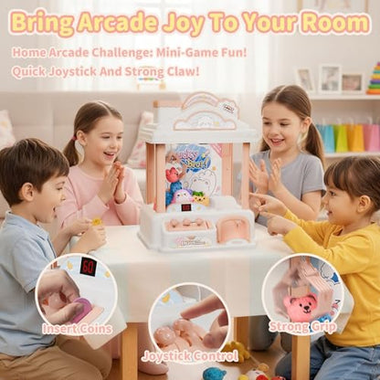 Large Snow Bear Claw Machine for Kids, Arcade Prize Grabber with 30 Starter Prizes, 3-Joystick Controls, Lights and Music, Gift for Ages 3 and Up