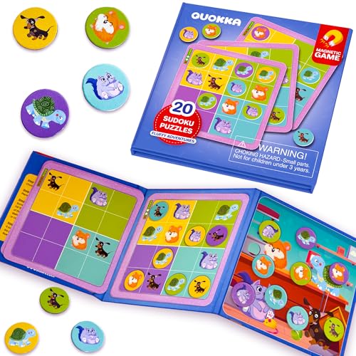 QUOKKA Magnetic Sudoku Toddler Puzzles Ages 2-4 - 20 Pieces Puzzles for Kids Ages 4-6 - Games for Kids Ages 3-5 Sudoku Book with 3 Levels: Easy, Medium, Hard - Educational Portable Travel Game - style: 11. 20 PCS ANIMALS