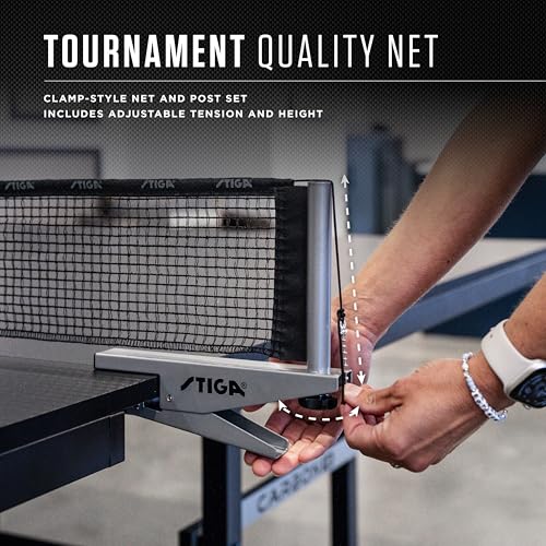 STIGA Carbon Series Indoor Table Tennis Table with 15mm - 18mm Performance Top, QuickPlay Assembly, Built-in Ball Storage, Foldable Playback Mode & Lockable Casters - style: Carbon 18