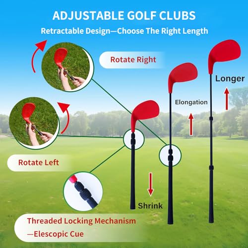 6 Hole Backyard Game Golf for Family and Adults,Portable Golf Course Practice for Yard,Beach,Park, Camping,and Outdoor Fun (2 Adjustable Clubs)