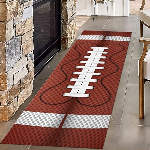 Sports Track Carpet,2.6x10ft,Pad for Kids Girls Bedroom Living Room Sports America Football,3D Rugby Laces Closeup Pattern Non-Slip Washable Carpet Super Soft Home Corridor Floor Rugs - color: Color - 1, size: 2.6x10ft