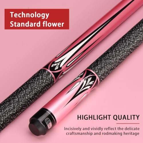 Pool Cue Stick - 58 inch Maple Billiard Pool Stick, 19/20/21 oz 1/2 Maple Pool Cue Stick Kit, 2-Piece Billiard Pool Cue Stick - color: Pink With Case (19 oz/11.5mm)