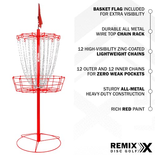 Remix Practice Basket for Disc Golf - Choose Your Color and Style - style: Double Chain - Red