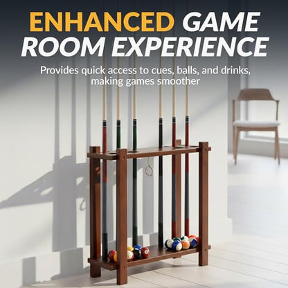 Hathaway Classic Floor Billiard Pool Cue Rack - color: Antique Walnut