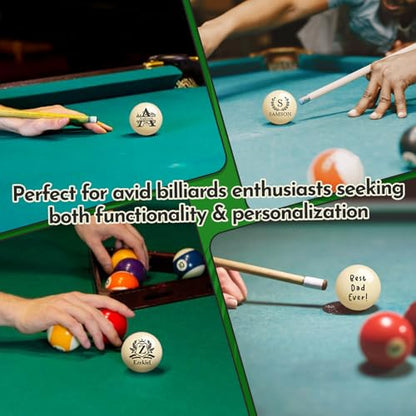 Personalized Billiards Cue Ball with Pouch, Engrave Text or Logo, Custom Monogram 57mm Cue Ball, Birthday Gifts for Dad, Husband, Billiards Player, Wedding