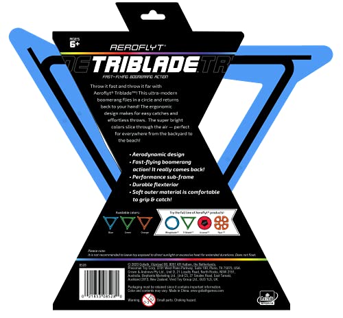 Wahu Goliath Sports Aeroflyt Triblade Blue Fast Flying Boomerang Action (8528) - color: Aeroflyt Triblade Blue