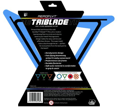 Wahu Goliath Sports Aeroflyt Triblade Blue Fast Flying Boomerang Action (8528) - color: Aeroflyt Triblade Blue