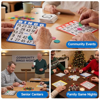 GSE Games & Sports Expert Complete Bingo Game Set with 100 Bingo Cards, 1000 Markers, Calling Cards Deck, Party Fun Game for Adults, Seniors, Family Gatherings, Classroom Activities, Large Groups - size: 100 Cards & 1000 Chips Set