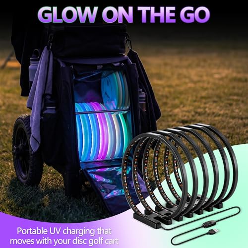 Spiral Disc Golf UV Charging Station, Fast Multi Disc Charging for Luminous Glow Discs, USB Powered Portable Night Play Accessory, Hands Free for Outdoor Practice & Tournaments