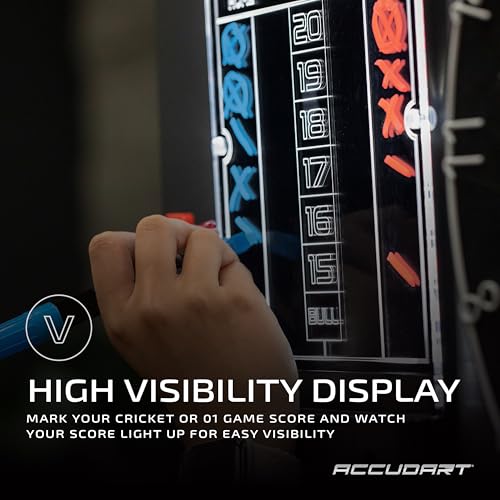 Accudart LED Dart Scoreboard - High-Vis Display - No Mess Design - Includes 1 Wipe and 2 Dry Erase Markers