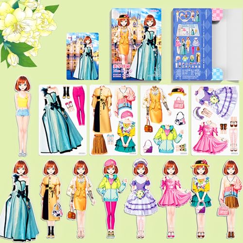 Magnetic Dress Up Paper Doll,Magnet Princess Dress Up Dolls for Girls Ages 4-7 Kids,Travel Activities Road Trip Car Ride Interactive Learning Created Imagine Set Birthday Gift - color: D Set