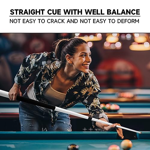 GSE Games & Sports Expert 58" 2-Piece Fiberglass Graphite Composite Billiard Pool Cue Sticks (Several Colors Available, Weight from 18oz, 19oz, 20oz, 21oz) - color: Matte White, style: 21oz