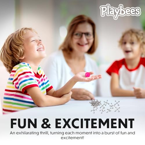 Playbees Metal Jacks Game Set - 24 Sets - Retro Kids' Entertainment with Metallic Jacks and Bouncy Ball - Classic Jacks Game for Fun and Skill Development - style: 24 Pack
