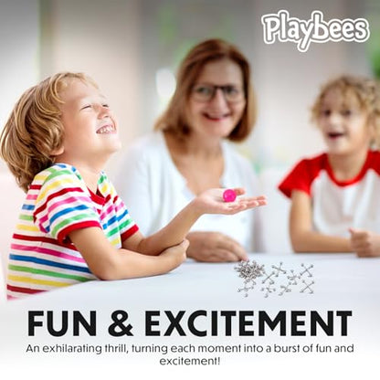 Playbees Metal Jacks Game Set - 24 Sets - Retro Kids' Entertainment with Metallic Jacks and Bouncy Ball - Classic Jacks Game for Fun and Skill Development - style: 24 Pack