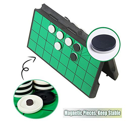 Mini Reversi (Othello) Board Game Set -7.9”, Magnetic Travel Folding Board Game, Family Fun Game/Gift for Kids (Mini Rounded Corner Style) - style: Mini Rounded Corner Style