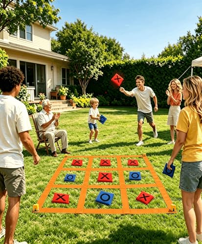 Outdoor Games, Kanosan Giant Tic Tac Toe Bean Bag Toss Games Field Day Birthday Party Family Reunion Carnival Yard Lawn Easter Outside Beach Fun Games - size: TG-32