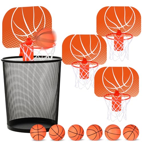 Honoson 3 Sets Indoor Trash Can Basketball Game Set Includes 3 Mini Clip on Basketball Hoop with Backboard 6 Inflatable Ball Pump Office Decompression Toy Birthday Gift Back to School(Fresh) - color: Fresh