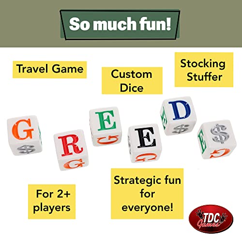 TDC Games Greed Dice Game - Great for Party Favors, Stocking Stuffers, Travel, Camping, for Adults and Families - size: Travel