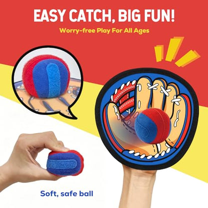Toss and Catch Ball Game Set for Kids - Easy to Use Sticky Balls& Beginner Baseball Glove, Outdoor Games Toy for Family Beach Yard Pool Camping, Fun Gifts for Boys& Girls Ages 3 4 5 6 7 8-12 Years Old