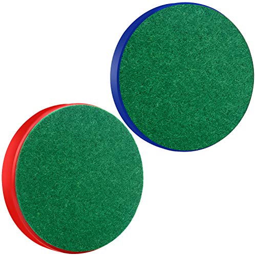 ONE250 Air Hockey Pushers and Red Air Hockey Pucks, Goal Handles Paddles Replacement Accessories for Game Tables (4 Striker, 4 Puck Pack) - color: Blue & Red