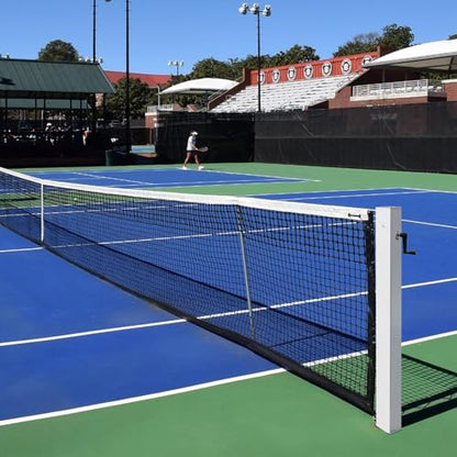 Katop In Ground Tennis Net Set, 4” Square Aluminum Posts & Heavy Duty Double-Layer Tennis Net, Unique Built-in Winder Design, Sturdy and Durable, Follows ITF Standards - style: Posts & Net