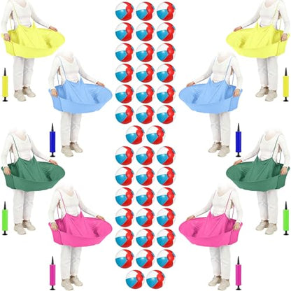 Ceenna Granny Skirt Outdoor Game, Inflatable Hilarious Ball Relay Set with Stretchy Granny Giant Skirt, Balls and Pump, Family Reunion Team Relay Game Party - color: Multicolor
