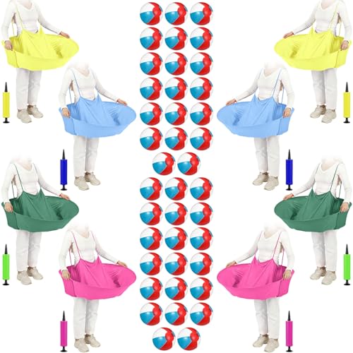 Ceenna Granny Skirt Outdoor Game, Inflatable Hilarious Ball Relay Set with Stretchy Granny Giant Skirt, Balls and Pump, Family Reunion Team Relay Game Party - color: Multicolor