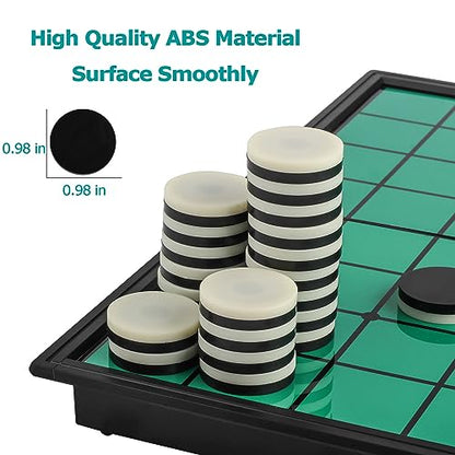 Reversi Game - Vikutu 9.7" Travel Board Game Portable - Extra 2 Storage Box - Folding Board