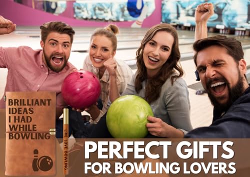 InnoBeta Bowling Lovers Gifts, Journal & Pen Set, 7.8x5 Inches | Vegan leather|Easy-to-Carry|Card Slot|Refillable Notebook|Leather with Faith Message|Travel Diary