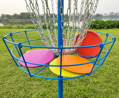TARUMG Disc Golf Basket - Portable Disc Golf Target with Heavy Duty 24-Chains Come with Transit Bag and 3pcs Disc Golf Discs, Ground Stake -Suitable for Players of All Levels - Multi Color Available - style: Plus Blue