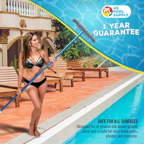 U.S. Pool Supply 17.5" Pool Brush Head for Inground Pools - Swimming Pool Brush with Curved Ends, Aluminum Pole Handle, Durable Bristles, Scrub Floors, Walls, Step - Above Ground, Vinyl Liners, Leaves - style: 17.5” Curved with Wall Flap
