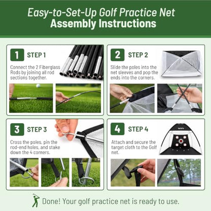 Golf Net for Backyard Practice – 10x7ft Golf Hitting Net with Tri-Turf Mat, Multi-Target Zones, Carry Bag | Golf Practice Net for Driving, Chipping & Swing Training – Indoor & Outdoor Use