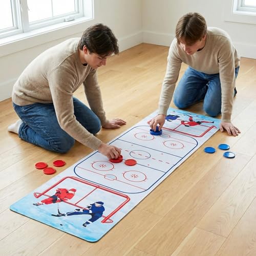 Air Hockey Top Set Table Top Set Air Hockey Pushers Table Runner for Sports Game Party Decor Gift