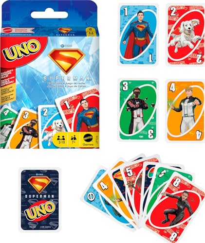Mattel Games UNO Superman Card Game for Kids, Adults & Family Nights, Parties, Travel & Camping, Toy Collectible Inspired by the Movie - style: UNO Superman