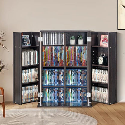 VEVOR Media Storage Cabinet, DVD Cabinet with Doors and Shelves, CD Storage, Adjustable DVD Shelf, Protects & Organizes Music, Movie, Video Games or Collections-Espresso - style: Espresso