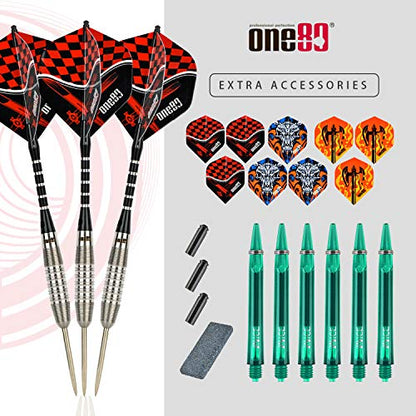 ONE80 90% VHD Steel Tip Tungsten Dart, Professional Barrel Style with Extra Flights, Shafts and Sharpener Gift Box Packaging - style: G-20g