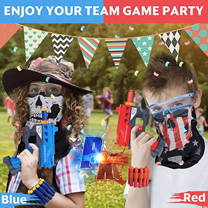 2 Pack Blaster Guns Boys Toy-with 60 Bullets &2 Wristbands, TiopLior Blaster Guns Toy Age for 4-9 Christmas Birthday Gifts &2 Safety Glasses/Face Masks for 6+ Year Old Kids Games Toys - size: 2 Sets