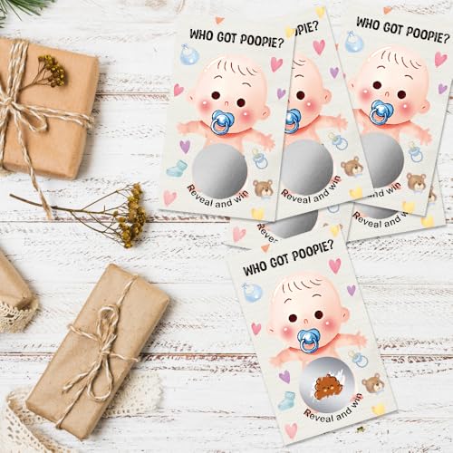 50 Pcs Who Got Poople Themed Scratch off Game Cards, Dirty Diaper Baby Scratch Off Lottery Tickets, Gender Reveal Games Supplies for Birthday Baby Shower Party, Raffle Tickets - color: Light Gray