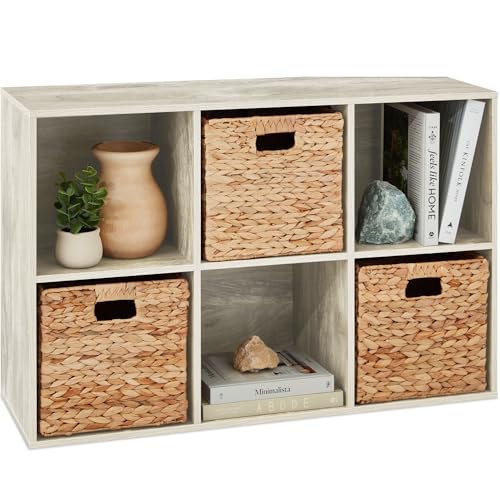 Best Choice Products 6-Cube Storage Organizer, 11in Shelf Opening, Bookcase, Display Shelf, Customizable w/ 3 Removable Back Panels – Whitewash - color: Whitewash, size: 6-Cube, 11in Shelf Opening